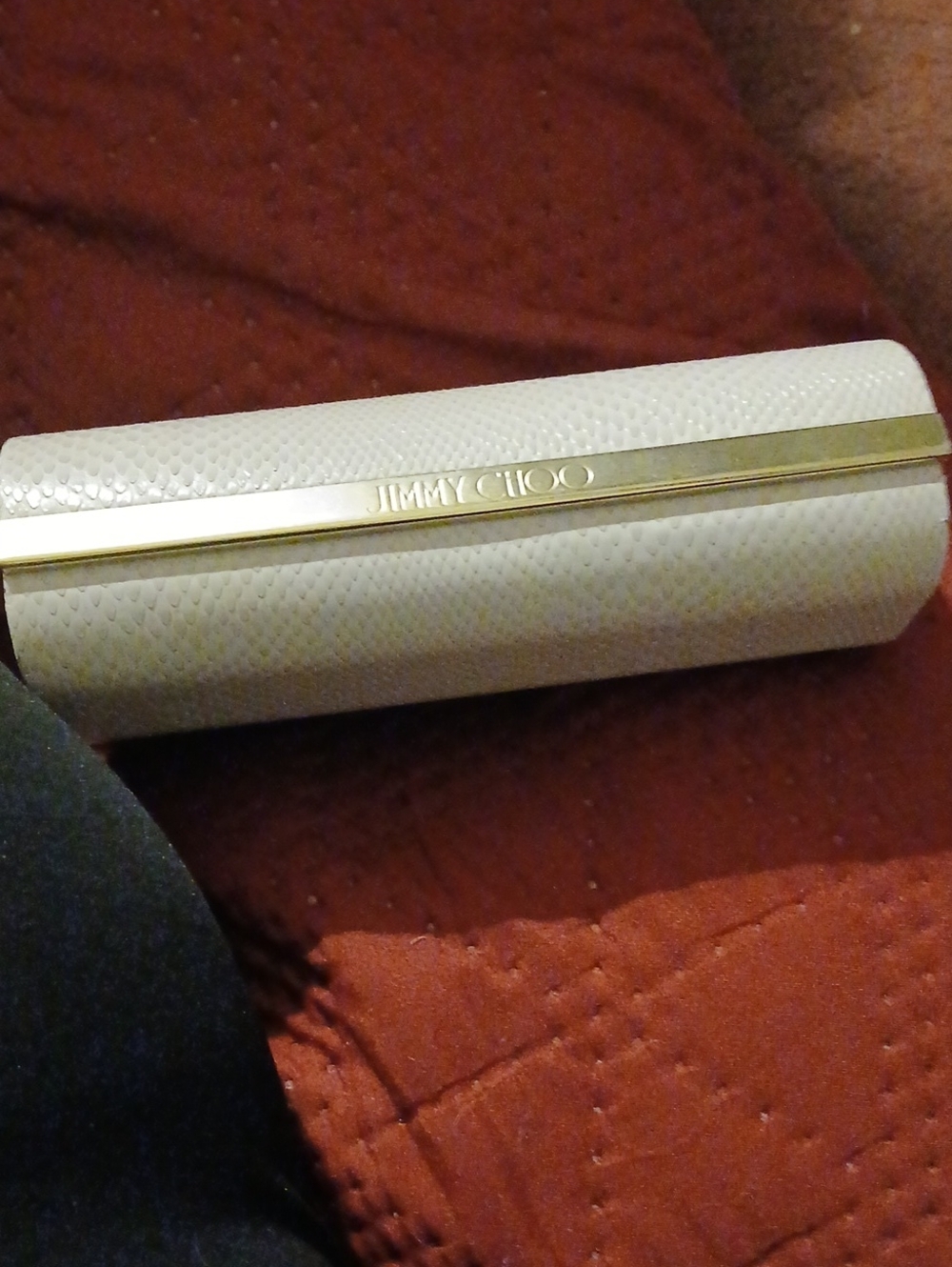 Jimmy Choo White Eyewear Case with Gold Accent